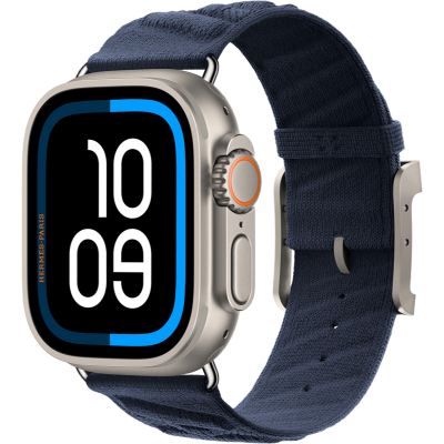 Apple Watch Hermès Ultra 2 2024 GPS + Cellular 49mm Natural Titanium Case with Bleu Nuit En Mer (MX773+MXJA3)