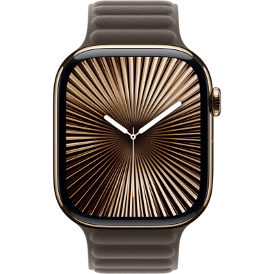 Apple Watch Series 10 GPS + Cellular 46mm Gold Titanium Case with Dark Taupe Magnetic Link - M/L (MX183+MXWX3)