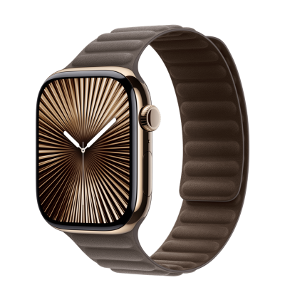 Apple Watch Series 10 GPS + Cellular 46mm Gold Titanium Case with Dark Taupe Magnetic Link - M/L (MX183+MXWX3)