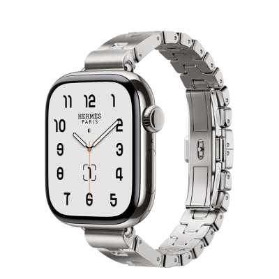 Apple Watch Hermès Series 11 GPS + Cellular 42mm Silver Titanium Case with Satiné Grand H Fin - Medium (MF9P4+MGLU4)