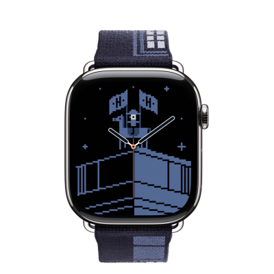 Apple Watch Hermès Series 11 GPS + Cellular 46mm Silver Titanium Case with Bleu Nuit Faubourg Party (MGKY4+MGHD4)