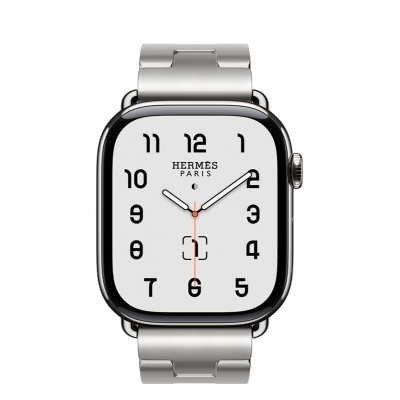 Apple Watch Hermès Series 11 GPS + Cellular 46mm Silver Titanium Case with Satiné Grand H - Small (MFC64+MXJW3)
