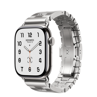 Apple Watch Hermès Series 11 GPS + Cellular 46mm Silver Titanium Case with Satiné Grand H - Large (MFC64+MXJY3)