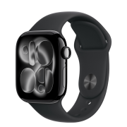Apple Watch Series 11 GPS + Cellular 42mm Jet Black Aluminum Case with Black Sport Band - S/M (MF834)