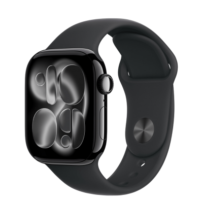 Apple Watch Series 11 GPS 42mm Jet Black Aluminum Case with Black Sport Band - M/L (MEQU4)