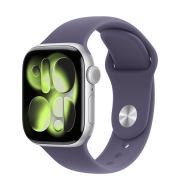 Apple Watch Series 11 GPS + Cellular 42mm Silver Aluminum Case with Purple Fog Sport Band - S/M (MF8H4)