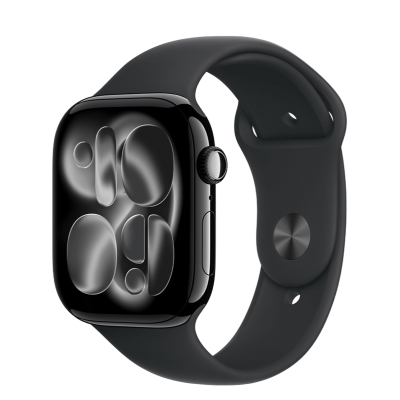 Apple Watch Series 11 GPS + Cellular 46mm Jet Black Aluminum Case with Black Sport Band - M/L (MFC44)