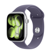 Apple Watch Series 11 GPS + Cellular 46mm Silver Aluminum Case with Purple Fog Sport Band - M/L (MFCR4)