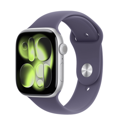Apple Watch Series 11 GPS 46mm Silver Aluminum Case with Purple Fog Sport Band - M/L (MEVA4)