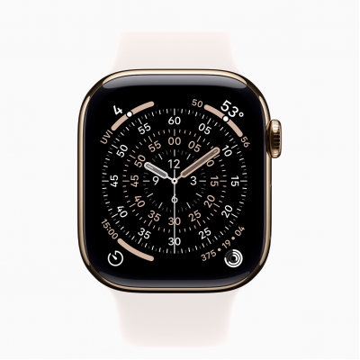 Apple Watch Series 11 GPS + Cellular 42mm Gold Titanium Case with Light Blush Sport Band - S/M (MF8W4)