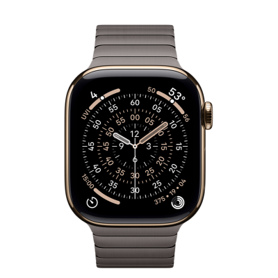 Apple Watch Series 11 GPS + Cellular 42mm Gold Titanium Case with Slate Link Bracelet (MF9M4+MXMD3)