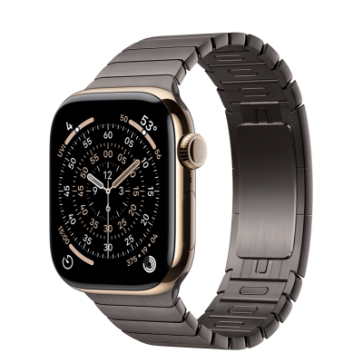 Apple Watch Series 11 GPS + Cellular 42mm Gold Titanium Case with Slate Link Bracelet (MF9M4+MXMD3)