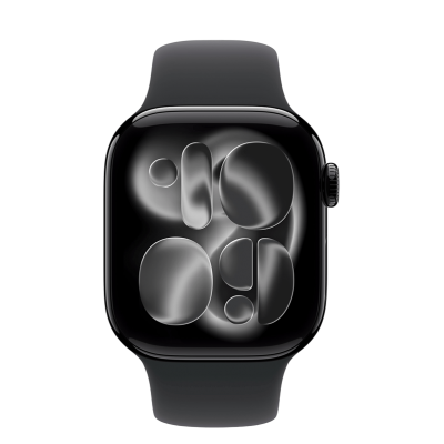 Apple Watch Series 11 GPS + Cellular 42mm Jet Black Aluminum Case with Black Sport Band - S/M (MF834)