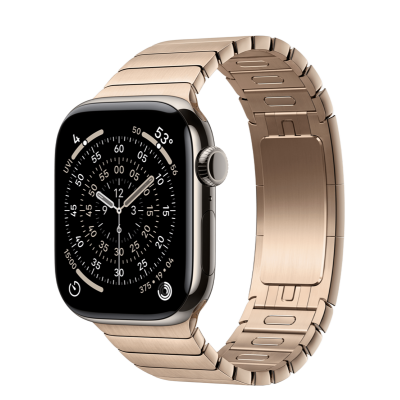 Apple Watch Series 11 GPS + Cellular 42mm Natural Titanium Case з Gold Link Bracelet (MF9H4+MXMC3)