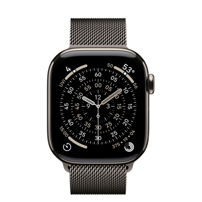 Apple Watch Series 11 GPS + Cellular 42mm Natural Titanium Case with Slate Milanese Loop (MF9H4+MGJ14)