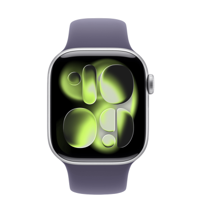 Apple Watch Series 11 GPS + Cellular 42mm Silver Aluminum Case with Purple Fog Sport Band - M/L (MF8J4)