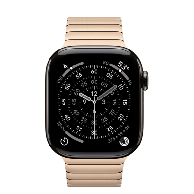 Apple Watch Series 11 GPS + Cellular 42mm Slate Titanium Case з Gold Link Bracelet (MF9K4+MXMC3)