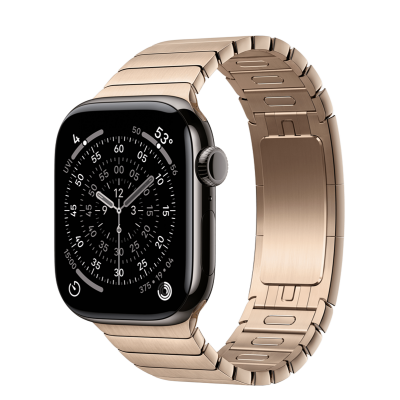 Apple Watch Series 11 GPS + Cellular 42mm Slate Titanium Case з Gold Link Bracelet (MF9K4+MXMC3)