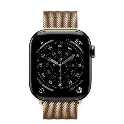 Apple Watch Series 11 GPS + Cellular 42mm Slate Titanium Case з Gold Milanese Loop (MF9K4+MGJ04)