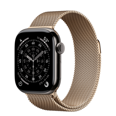 Apple Watch Series 11 GPS + Cellular 42mm Slate Titanium Case з Gold Milanese Loop (MF9K4+MGJ04)