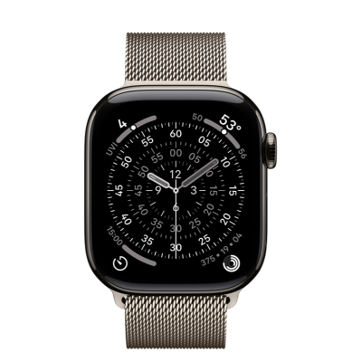 Apple Watch Series 11 GPS + Cellular 42mm Slate Titanium Case with Natural Milanese Loop (MF9K4+MGHY4)