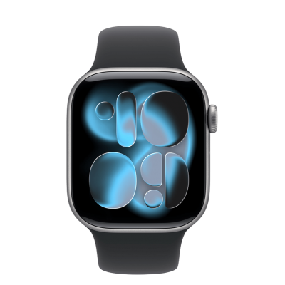 Apple Watch Series 11 GPS + Cellular 42mm Space Gray Aluminum Case with Black Sport Band - S/M (MF8A4)