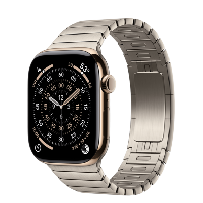 Apple Watch Series 11 GPS + Cellular 46mm Gold Titanium Case with Natural Link Bracelet (MFC34+MXMF3)