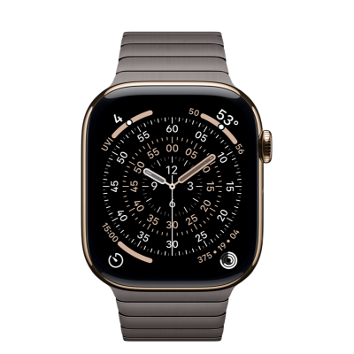 Apple Watch Series 11 GPS + Cellular 46mm Gold Titanium Case with Slate Link Bracelet (MFC34+MXMK3)