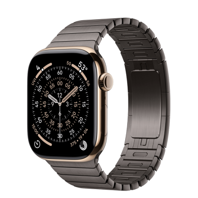 Apple Watch Series 11 GPS + Cellular 46mm Gold Titanium Case with Slate Link Bracelet (MFC34+MXMK3)