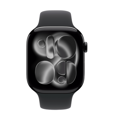 Apple Watch Series 11 GPS + Cellular 46mm Jet Black Aluminum Case with Black Sport Band - XL (MFAA4+MXM53)