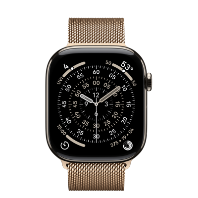 Apple Watch Series 11 GPS + Cellular 46mm Natural Titanium Case з Gold Milanese Loop - M/L (MFAY4+MGJ54)