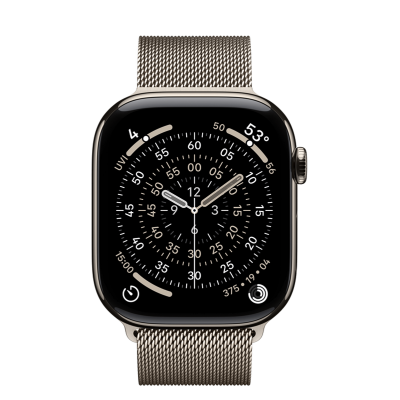 Apple Watch Series 11 GPS + Cellular 46mm Natural Titanium Case with Natural Milanese Loop - S/M (MFCY4)