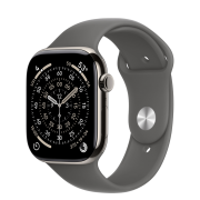 Apple Watch Series 11 GPS + Cellular 46mm Natural Titanium Case with Stone Gray Sport Band - S/M (MFCW4)