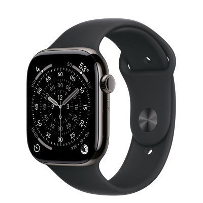 Apple Watch Series 11 GPS + Cellular 46mm Slate Titanium Case with Black Sport Band - M/L (MFD24)