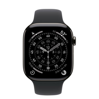 Apple Watch Series 11 GPS + Cellular 46mm Slate Titanium Case with Black Sport Band - XL (MFC14+MXM53)