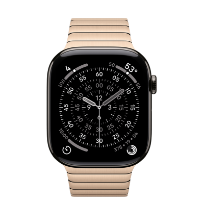 Apple Watch Series 11 GPS + Cellular 46mm Slate Titanium Case з Gold Link Bracelet (MFC14+MXMH3)