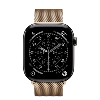 Apple Watch Series 11 GPS + Cellular 46mm Slate Titanium Case з Gold Milanese Loop - M/L (MFC14+MGJ54)