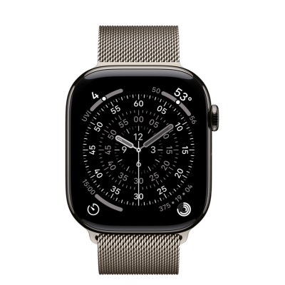 Apple Watch Series 11 GPS + Cellular 46mm Slate Titanium Case with Natural Milanese Loop - S/M (MFC14+MGJ24)