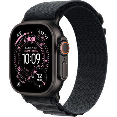 Apple Watch Ultra 3 GPS + Cellular 49mm Black Titanium Case with Black Alpine Loop - Large (MF0X4)