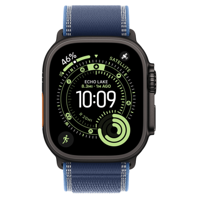 Apple Watch Ultra 3 GPS + Cellular 49mm Black Titanium Case with Blue/Bright Blue Trail Loop - M/L (MF254+MG9R4)