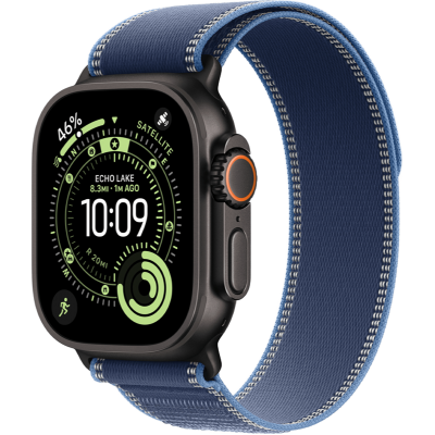 Apple Watch Ultra 3 GPS + Cellular 49mm Black Titanium Case with Blue/Bright Blue Trail Loop - M/L (MF254+MG9R4)