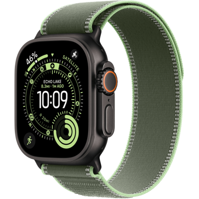 Apple Watch Ultra 3 GPS + Cellular 49mm Black Titanium Case with Green/Neon Trail Loop - M/L (MF254+MG9P4)