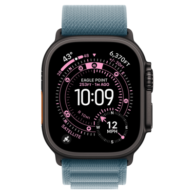 Apple Watch Ultra 3 GPS + Cellular 49mm Black Titanium Case with Light Blue Alpine Loop - Large (MF254+MG9M4)