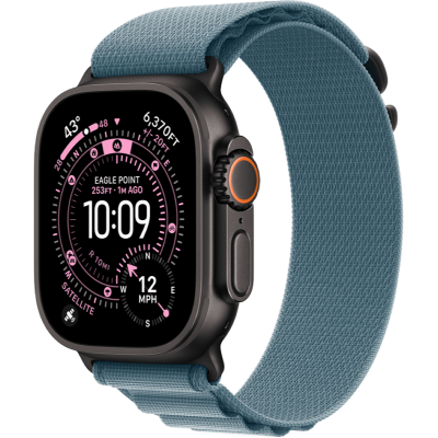 Apple Watch Ultra 3 GPS + Cellular 49mm Black Titanium Case with Light Blue Alpine Loop - Large (MF254+MG9M4)