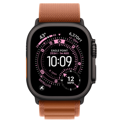Apple Watch Ultra 3 GPS + Cellular 49mm Black Titanium Case with Terra Cotta Alpine Loop - Large (MF254+MG9F4)