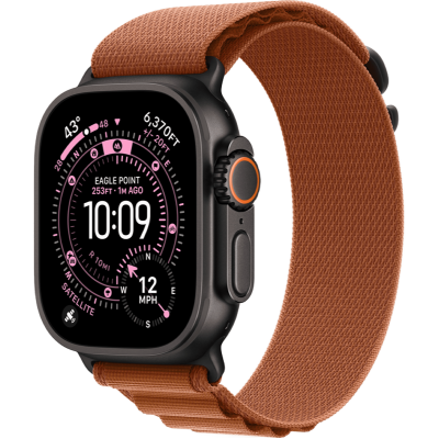 Apple Watch Ultra 3 GPS + Cellular 49mm Black Titanium Case with Terra Cotta Alpine Loop - Large (MF254+MG9F4)
