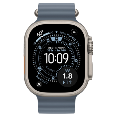 Apple Watch Ultra 3 GPS + Cellular 49mm Natural Titanium Case with Anchor Blue Ocean Band (MEWH4)