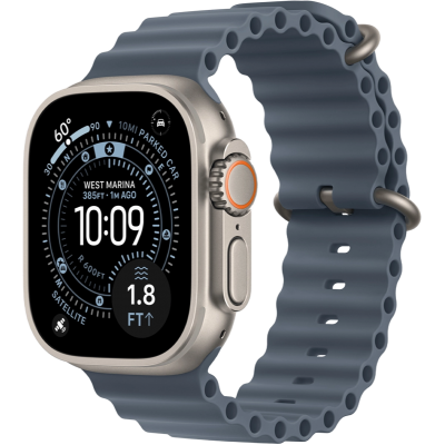 Apple Watch Ultra 3 GPS + Cellular 49mm Natural Titanium Case with Anchor Blue Ocean Band (MEWH4)