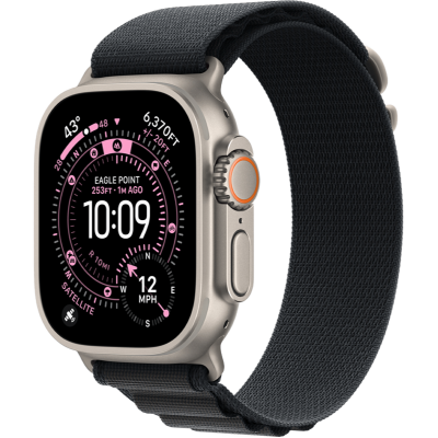 Apple Watch Ultra 3 GPS + Cellular 49mm Natural Titanium Case with Black Alpine Loop - Large (MF1V4+MFTG4)