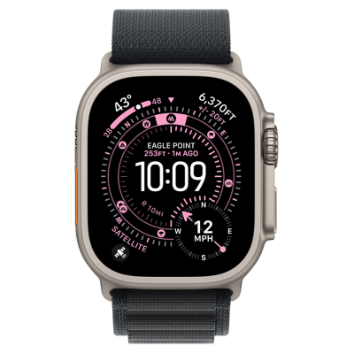 Apple Watch Ultra 3 GPS + Cellular 49mm Natural Titanium Case with Black Alpine Loop - Medium (MF1V4+MFTF4)